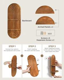 Boho Wall Decor Brown Plant Wall , 2-Tier Wooden Floating Shelves - 棕色 - 查看 4