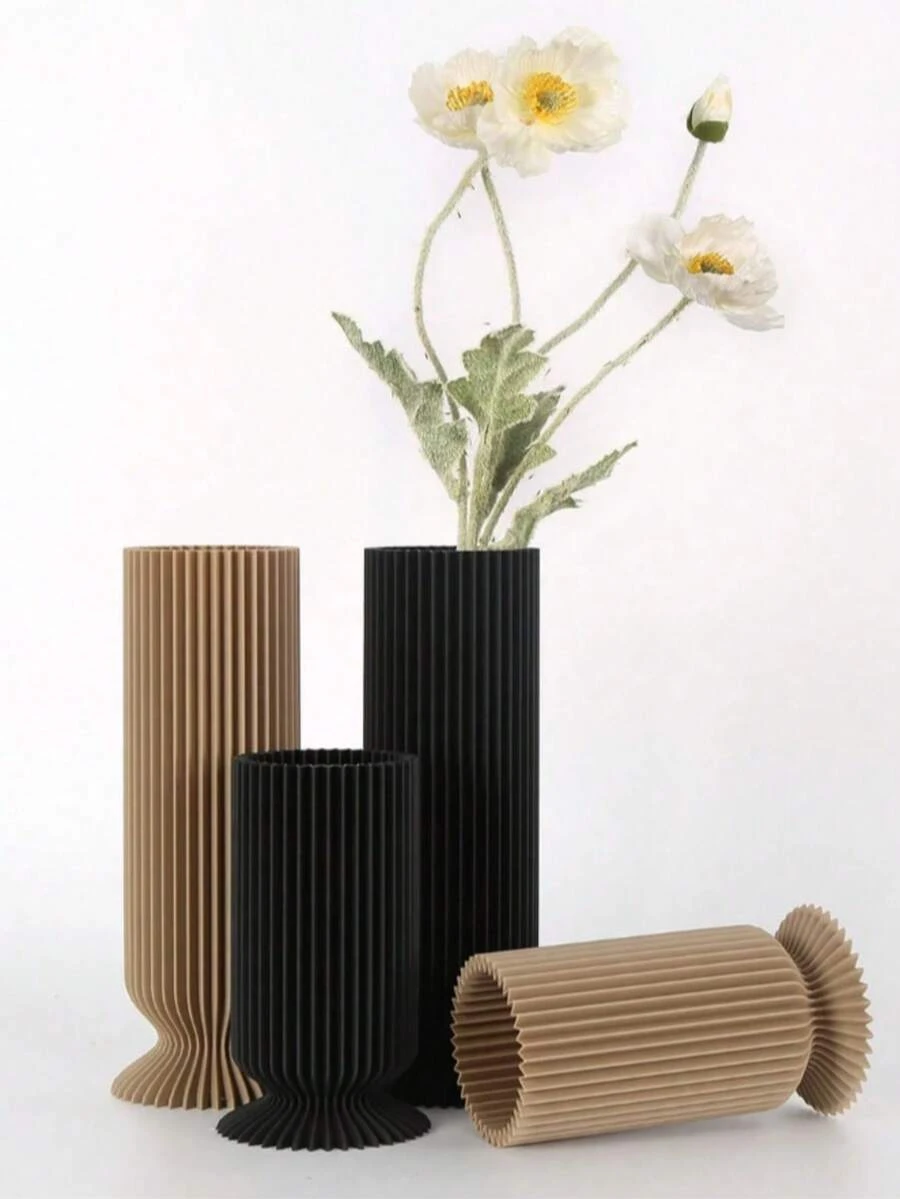 1件3D打印干花木质家居装饰品，玉米秸秆材质 - 简约设计花瓶，适合作为男女生日/毕业礼物，家居装饰花瓶，桌面摆件 - 彩色 - 查看 1