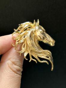 珐琅马头胸针 - 经典动物胸针，男女皆宜，休闲派对配饰/朋友礼物/徽章装饰 - 馬頭 - 查看 4