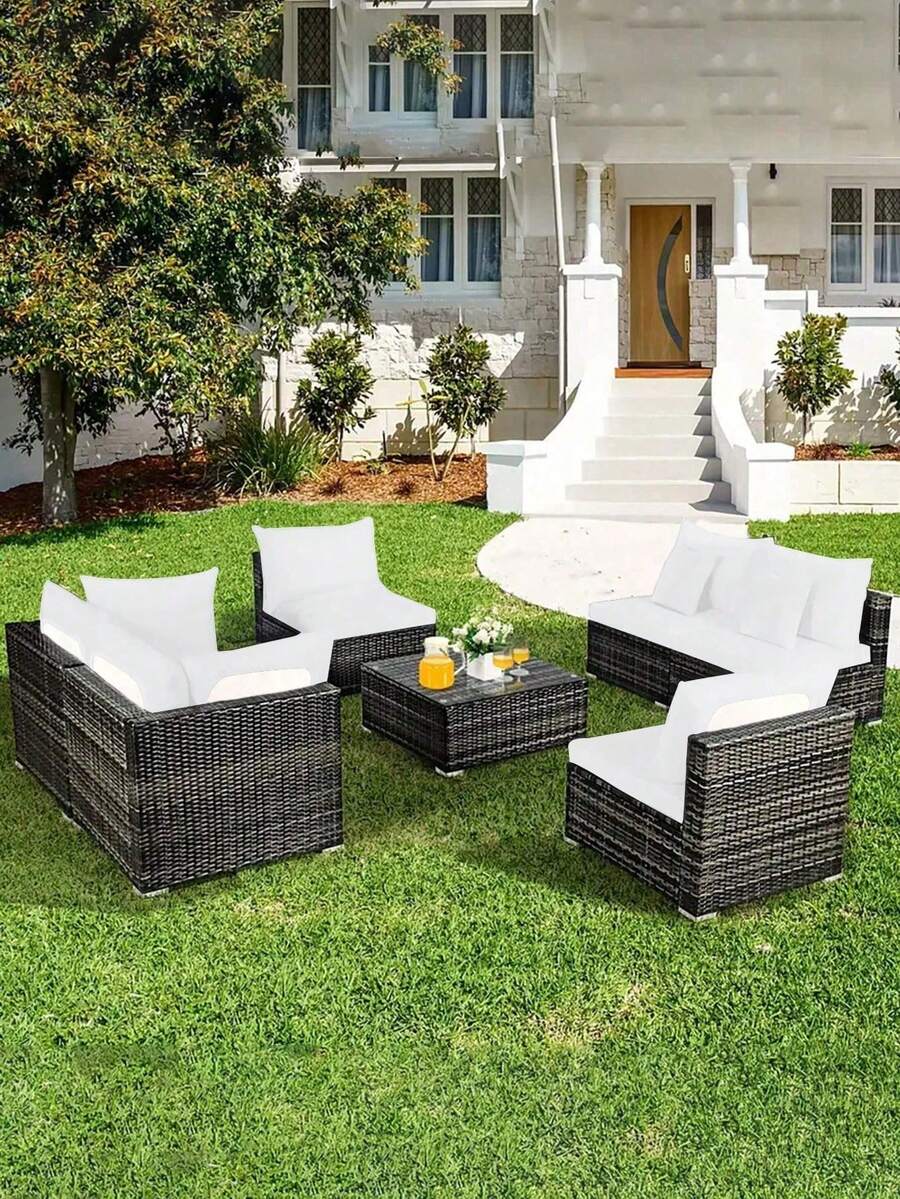 1 chiếc vỏ bọc đệm ghế sofa bằng lụa sữa màu trơn, co giãn tốt, chống bụi, sử dụng được quanh năm cho sân vườn, hiên nhà và ghế sofa mây ngoài trời.