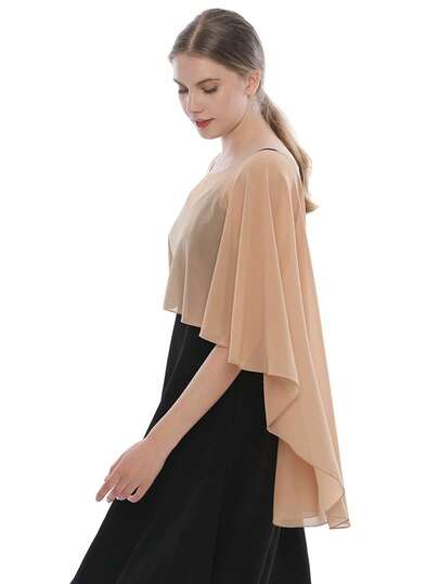 1pc Women's Chiffon Shawl, Lightweight Shrug For Evening Dress, Wedding Ceremony, Sun Protection, Elegant Wedding Capelet