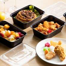 10/20/50个装 Freshware 单格餐盒带盖，食品储存便当盒，可堆叠，微波炉/洗碗机/冰箱适用，返校必备 - 黑色 - 查看 2