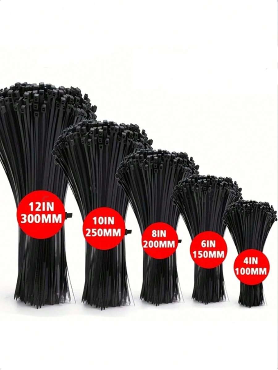 100 Peças de Braçadeiras de Cabo Autobloqueantes, Amarras de Plástico, Cintas de Amarração, Ferramentas de Jardinagem - Vários Tamanhos 300/250/200/150/100mm - Ideal para Casa, Escritório, Jardim e Oficina, Gerenciamento de Cabos, Adequado para Amarras de Nylon Autobloqueantes Internas e Externas, Aplicável para Natal, Dia dos Namorados, Volta às Aulas, Acessórios Decorativos - Multicolorido - Visão 1