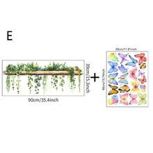 1/5件装绿色植物藤蔓盆栽和蝴蝶墙贴，可移除自粘PVC防水植物主题贴纸，适用于卧室、厨房、书房和室内家居装饰。 - 彩色 - 查看 11