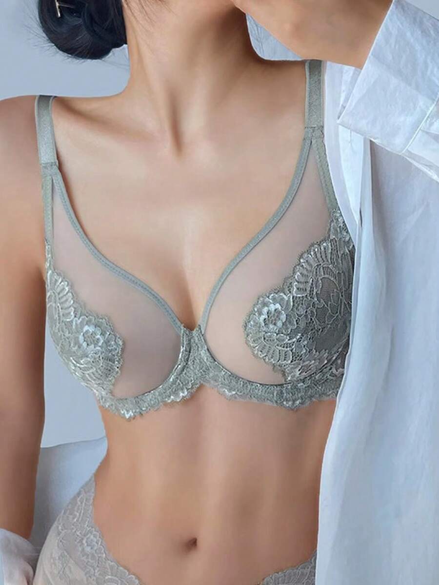 Women's Green Full Coverage Bra, Thin Fabric, Lift And Enhance Bust, Anti-Sagging, Ultra-Thin Underwire Bra - Mint Green - View 1