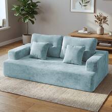 Sofá de Piso "Nube" 2-3 Plazas (180cm) - Sofá Cama Comprimido de Espuma Alta Densidad, Color Verde Menta (Sin Armado) - verde menta - Ver 1