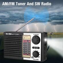 Wireless Speaker LED Flashlight FM AM SW Radio Solar Charging Emergency Radio Full Band High Sensitivity - Black - View 2