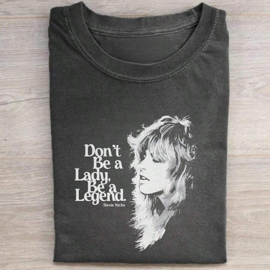 Vintage S Tevie N Icks Graphic Tee - Don't Be A Lady, Be A Legend - Goddess Of Pop Shirt - Bella Donna - 黑色 - 查看 1