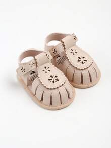 New Floral Soft Bottom Infant Sandals Infant Toddler Infant Girls PU Leather Soft Open Toe Summer Sandals Flower Princess Flat Shoes - Apricot - View 6
