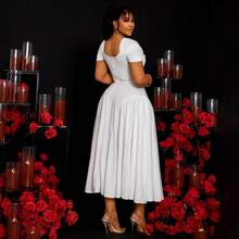 Stylish And Elegant Long Tube Top Collar Waist Large Size Dress - 白色 - 查看 6