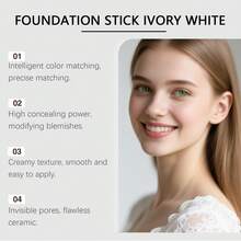 2 In 1 Color-Changing Foundation Stick, Ivory White, High Coverage Waterproof, Liquid Lightweight Moisturizing Brightening Foundation Color Changing With Brush Base For All Skin Types - 象牙白 - 查看 5