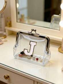 1个复古零钱包，透明零钱包，带装饰性A-Z字母贴片，女士短款钱包，复古透明零钱包，便携迷你化妆包，女士旅行化妆包，零钱包，便携式小袋，可装口红、发夹和零钱，精致易携，适合旅行、居家收纳、旅行必备、宿舍用品、婚礼新娘礼物、母亲节礼物、闺蜜礼物、生日礼物、纪念品。 - 彩色 - 查看 6