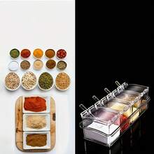 4pcs Transparent Spice Storage Containers Set With Spoons, Crystal Spice Rack For Pepper And Other Seasonings - View 6