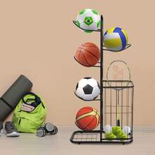 Étagère de rangement pour ballons de basket - Noir - Voir 1