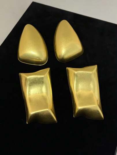 1 par de pendientes geométricos dorados modernos para mujeres: joyas de declaración con textura metálica asimétrica única, accesorio minimalista 2026, brillante y versátil para cualquier atuendo, regalo perfecto