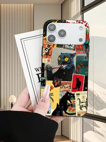 Saudi Arabian Local Culture Collage Retro Printed 2D Pattern Phone Case, Classic & Middle Eastern Gentleman Tie Style, Suitable As Birthday/Holiday Gift For Friends, Family, Couples, Yourself. Black Matte Soft Shell, Dust-Proof & Waterproof, Compatible With IPhone 17/16/15/14/13/12/11/Pro/ProMax/X/XR/XS/XSMAX/7/8/PLUS/Air/Se2/3 - Black - View 4