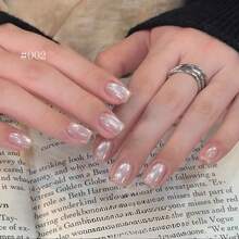 MIANEL 10ml 冬季玻璃珠猫眼凝胶指甲油 2026 新款美白猫眼指甲油 适用于脚趾 UV灯美甲，粉白配色，冬季美甲，沙龙级美甲用品 - 彩色 - 查看 10