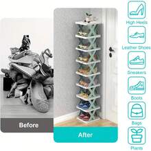 1个节省空间的转角鞋架收纳架 - 9层高窄结实鞋架，多用途收纳，适用于玄关、衣橱、车库和客厅，可作鞋架、鞋子整理架、房间隔断，适合千家万户 - 彩色 - 查看 5