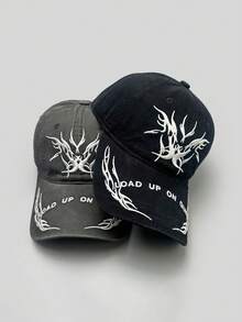 1pc Vintage Flame Wing Embroidery Baseball Cap, Unisex Sun Protection Casual Streetwear Snapback Hat - Multicolor - View 2