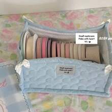 1pc Cute Storage Basket With 3D Bow Lace Decor, Desktop Organizer Basket For Makeup Brushes, Skincare Products, Desktop Decor, Cosmetic Organizer, Portable Picnic Basket, Valentine's Day Gift, Bathroom Storage Basket - Multicolor - View 18