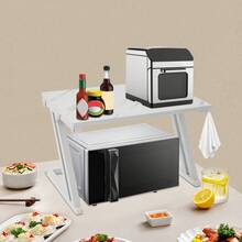SENDERPICK 2-Tier Microwave Shelf Load 25KG Tabletop Kitchen Microwave Stand - White - View 9
