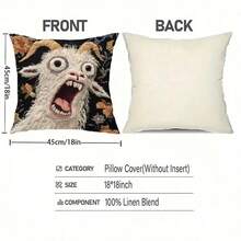 1 Funny Screaming Goat Pattern Pillowcase, 18x18 Inches Short Plush Pillowcase, Abstract Modern Animal Print, With Zipper Design, Suitable For Home Decoration | Party | Wedding | Lounge | Office, Christmas Exchange Gift, New Year's Spring Festival, Valentine's Day, Festival Decoration (Excluding Pillow) - 彩色 - 查看 2