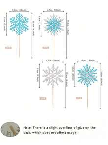 1-12pcs Shiny Snowflake Shaped Cupcake Toppers, Icy Winter Theme Cupcake Decorations, Snowy Wonderland Birthday Cake Decor, Christmas Party Supplies, Blue & Silver - Multicolor - View 6