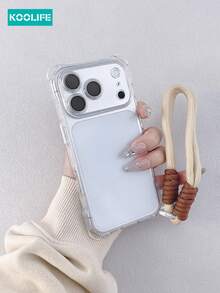 Koolife 2-In-1 Phone Case And Lanyard Set [1 Four-Corner Open Phone Case, 1 Detachable Lanyard], Solid Color TPU Phone Case With Built-In Lens Protector, Raised Lens Protection, Wrist Strap Lanyard, Independent Buttons, Shock-Proof, Compatible With IPhone 17/17 Pro/17 Pro Max - Transparent White Buttons - View 9