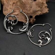 Pendientes de metal con diseño tallado minimalista en plata vintage, joyería con colgante geométrico en espiral para mujeres - E1892-1 - Ver 1