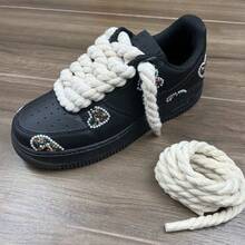 1pair Thick Rope Shoe Laces For Wide Round Chunky Shoelaces Replacement Strings For Sneakers,Rope Shoe Laces,Bread Laces - Nhiều màu - Xem 2