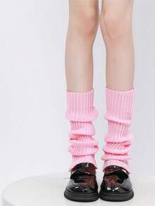 1双女士长筒腿套，学院风宽松过膝腿套，针织亚文化纯色条纹五角星垂坠腿套，适合日常和假日穿着 - 彩色 - 查看 19