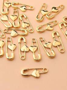 10pcs Minimalist Metal Paperclip Heart Shaped Pendant Charm, Handmade DIY Jewelry Making Accessory Supplies - Old Gold - 查看 2