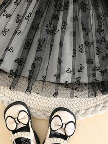 Baby Girls' Black Long Sleeve Knit Top + Butterfly Mesh Skirt Dress, Cute & Casual Daily Wear - Black - View 4