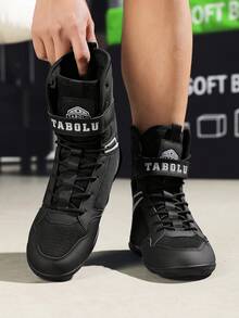 男士摔跤鞋，轻便的Sdtdid拳击鞋，采用超细纤维绒面革制成，适用于健身房、力量举重、健美、训练等。 - 黑色 - 查看 6