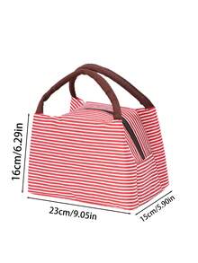 1Pc Thickened New Striped Lunch Box Bag Insulation Bag Multifunctional Lunch Bag Outdoor Picnic Preservation Crossbody Ice Pack, Back To School - Multicolor - View 3