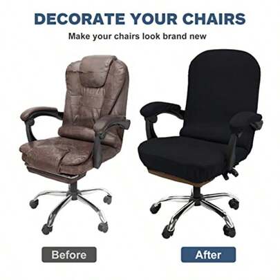 Funda para Silla de Oficina Funda para Silla de Computadora Funda Elástica para Silla de Escritorio con Fundas para Reposabrazos Cubierta de Asiento de Oficina Alto Jacquard Tamaño Grande
