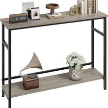 Con 1 Densidad Tablero y Metal Consola De Entrada 100 x 23 x 80 Cm - Mueble Entrada Recibidor, Para Sala De Estar, Pasillo, Recibidor - Gris - Ver 1