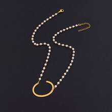 1pc Fashionable Retro Large Letter & Faux Pearl Decor Women Necklace - White - View 10