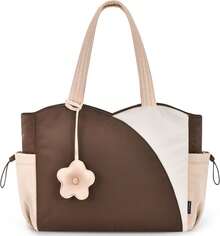 ¡RecomendadoLOVEVOOK - Bolsas de mano para mujer, bolsa de trabajo acolchada para portátil con cremallera, bolsas de mano grandes para mujer con compartimentos para la escuela y el profesor de viaje¡Top de Temporada - Café-beige-rosa - Ver 2