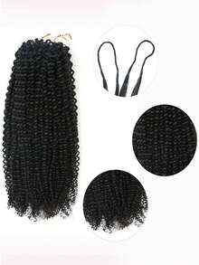 50克非洲蓬松卷曲羽毛状接发，预先分束无结真人发，100%真人发，适合波西米亚编发，女性适用 - Natural Black - 查看 5