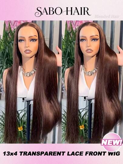 28 Inch 200 Density #4 Brown Color Bone Straight 13X4 13x6 Transparent Lace Front Human Frontal Hair Wigs Hair With Baby Hair 5*5 Put And On No Glue Perfect For Daily Wear Natural Looking Natural Hairline Soft For Women's Long Fashionable Blended Hair Wig