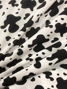 1pc Cow Print Fabric, 4-Way Stretch Chiffon Cloth, Pre-Cut Fabric For Clothing, Bags, Tablecloths - Cow White - View 4
