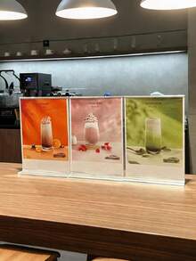 6pcs Acrylic T-Shaped Sign Holder - Double-Sided Desktop Display Stand For Menu & Photos - Transparent - View 6