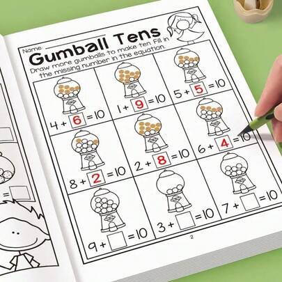 32 Pages Preschool & Kindergarten Math Workbook - Includes Colorful Illustrations, Arithmetic Exercises And Fun Activities, Suitable For Preschoolers Addition And Subtraction Practice, Lively And Interesting Illustrations