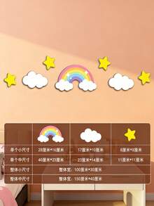 Newborn Photography Backdrop Wall Stickers - Cloud, Rainbow, Star Decor, INS Style Photo Props Set, 100 Days Celebration/Newborn Portrait/INS Backdrop, Baby Photography Props, Baby Room Decor - Multicolor - View 16