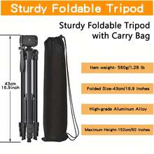 60 Inch/152cm Camera Tripod With Travel Bag, Mobile Phone Tripod With Remote Control, Professional Aluminum Alloy Portable Stand - White - View 6