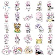 50 Stück süße Cartoon Tier Aufkleber, sanft pastellrosa Hasen Design, dekorative Aufkleber für Handy, Umschläge, Scrapbooking - Babypink - Übersicht 2