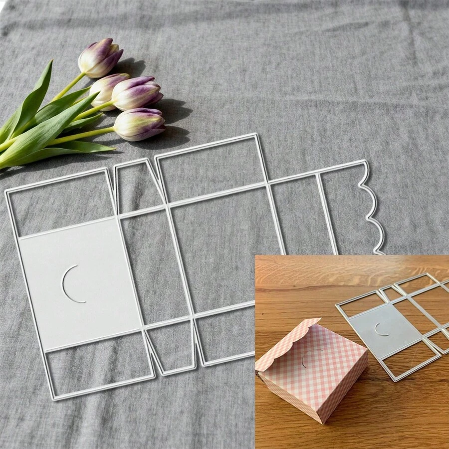 Creative Gift Box Dies, DIY Scrapbooking Album And Embossing Stencil, Greeting Card Making Tool, Card Paper Cutting Crafts ,Gift Card Making Template Die Cuts. - Silver - View 1