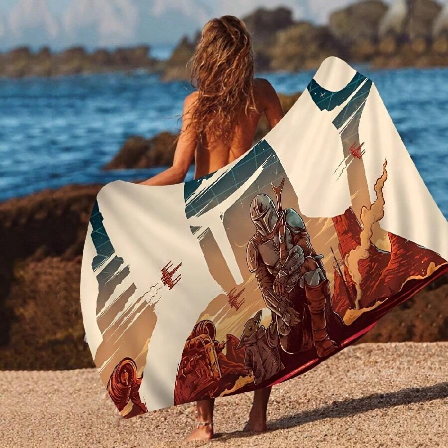 Movie The M Mandalorian Cartoon Beach Towel Cute Kawaii Room Decor Bath Girls Children Hand Towels For Bathroom Shower(7) - trắng - Xem 1