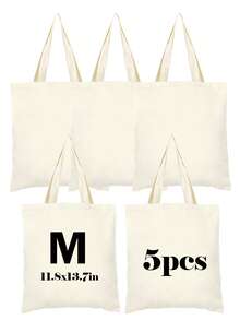 1/3/5/10pcs Women Simple Canvas Tote Bag, Open-Top Canvas Shoulder Bag, Handbag, Simple Schoolbag For Students, Casual Outdoor Travel Bag, Simple Shopping Tote Bag, Gift Packaging Bag For Baby Christening, Wedding, Travel, SPA Party, Holidays, Mother's Day, Anniversary - Beige - View 23